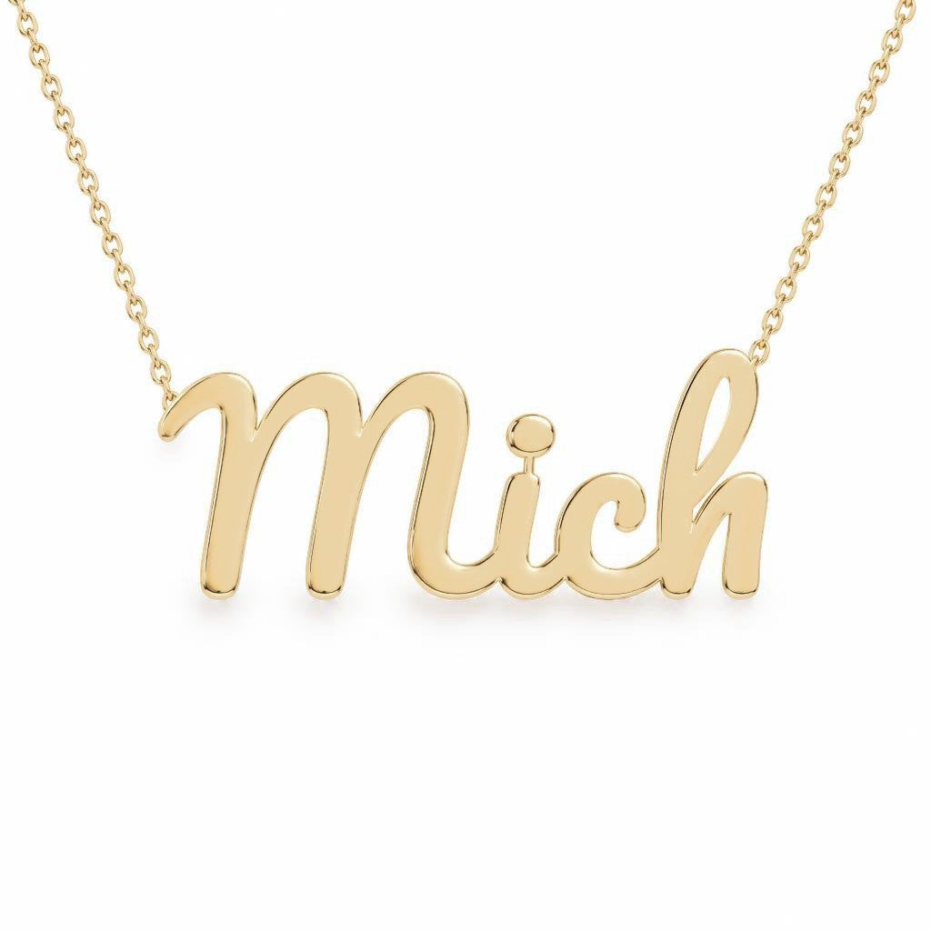 Gold Name Necklace – Mich | 14K Solid Gold