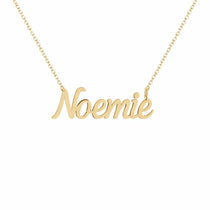 Noemie name necklace in solid 14K Yellow Gold, handmade in Los Angeles