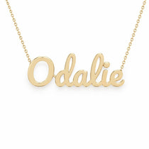 Odalie name necklace in solid 14K Yellow Gold, handmade in Los Angeles