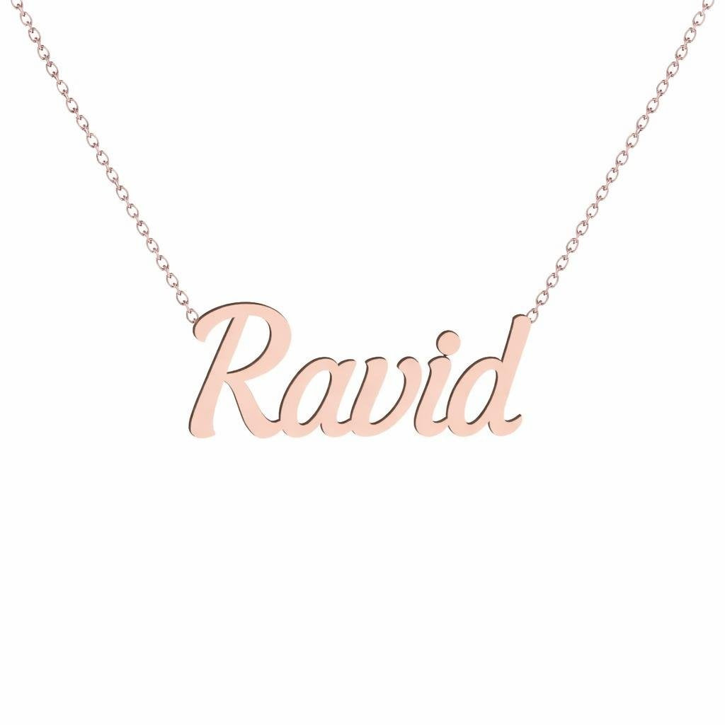 Gold Name Necklace – Ravid | 14K Solid Gold
