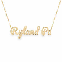 Ryland Pa name necklace in solid 14K Yellow Gold, handmade in Los Angeles