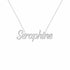 Seraphine name necklace in solid 14K White Gold, handmade in Los Angeles