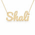 Shali name necklace in solid 14K Yellow Gold, handmade in Los Angeles