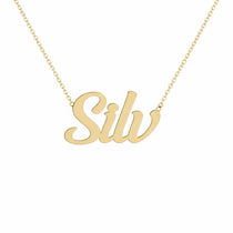 Silv name necklace in solid 14K Yellow Gold, handmade in Los Angeles