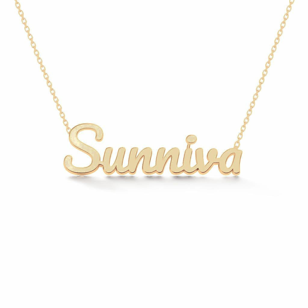 Gold Name Necklace – Sunniva | 14K Solid Gold