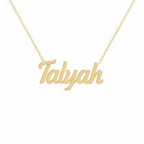 Talyah name necklace in solid 14K Yellow Gold, handmade in Los Angeles