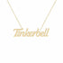 Tinkerbell name necklace in solid 14K Yellow Gold, handmade in Los Angeles