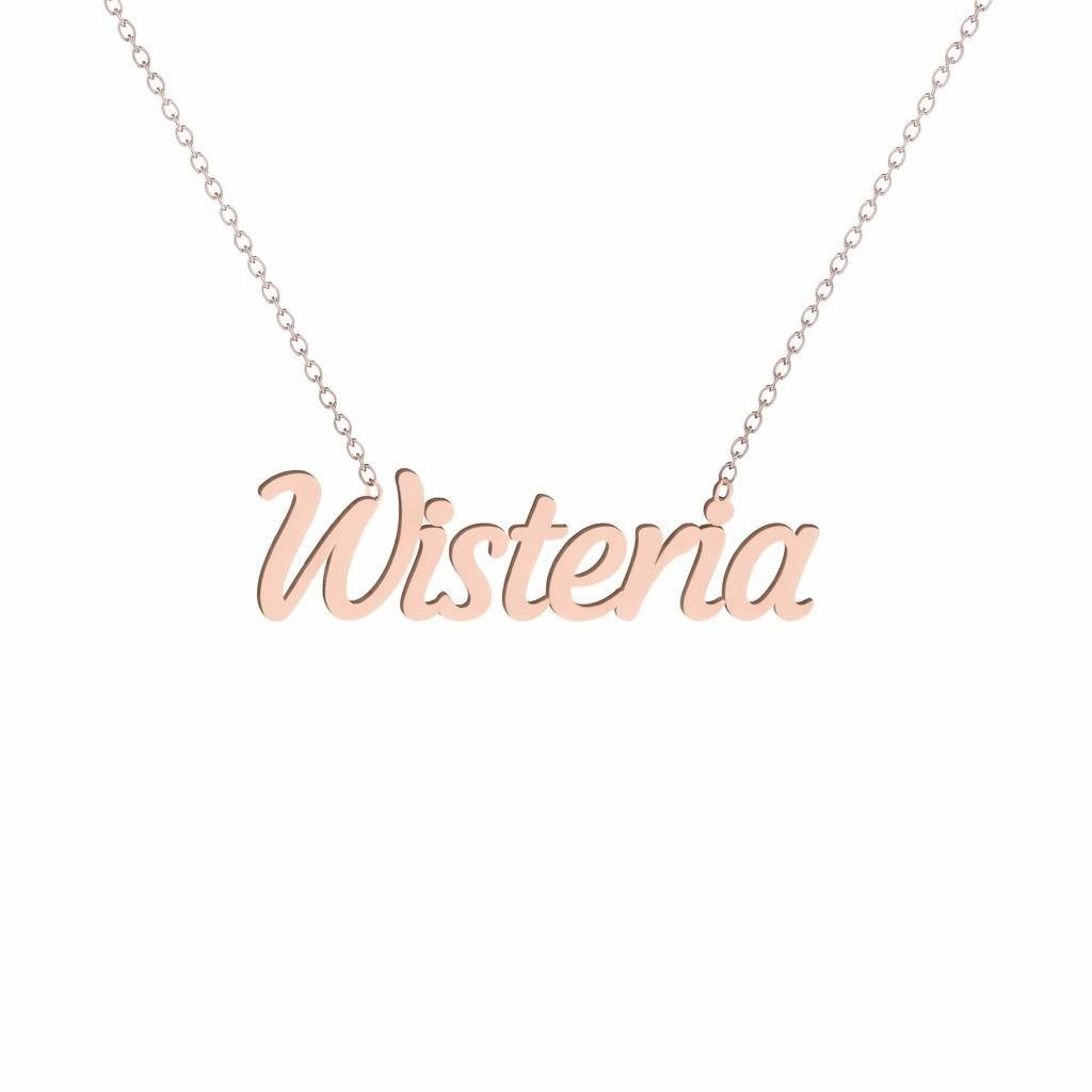 Gold Name Necklace – Wisteria | 14K Solid Gold