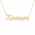 Xiomara name necklace in solid 14K Yellow Gold, handmade in Los Angeles