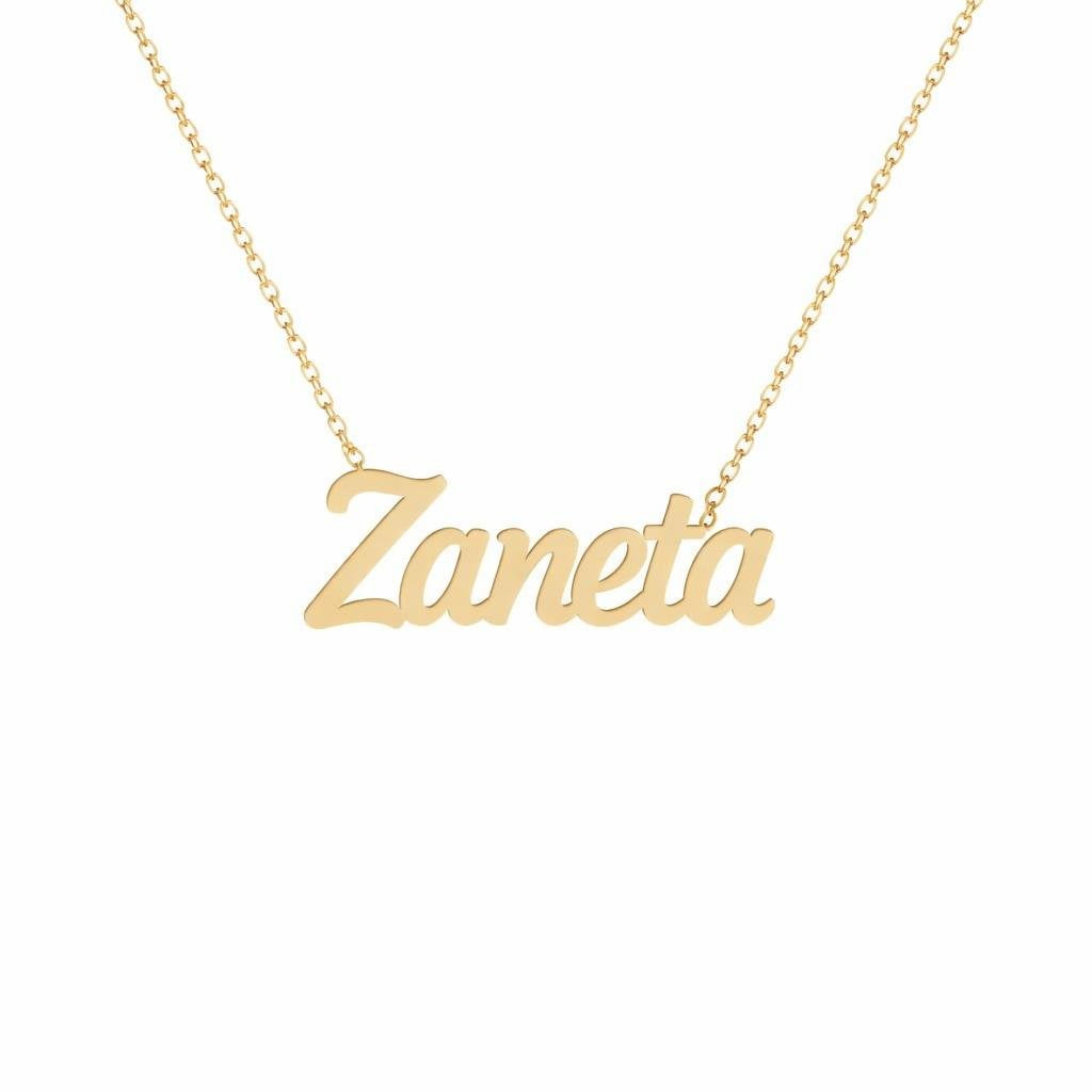 Gold Name Necklace – Zaneta | 14K Solid Gold
