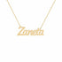 Zaneta name necklace in solid 14K Yellow Gold, handmade in Los Angeles