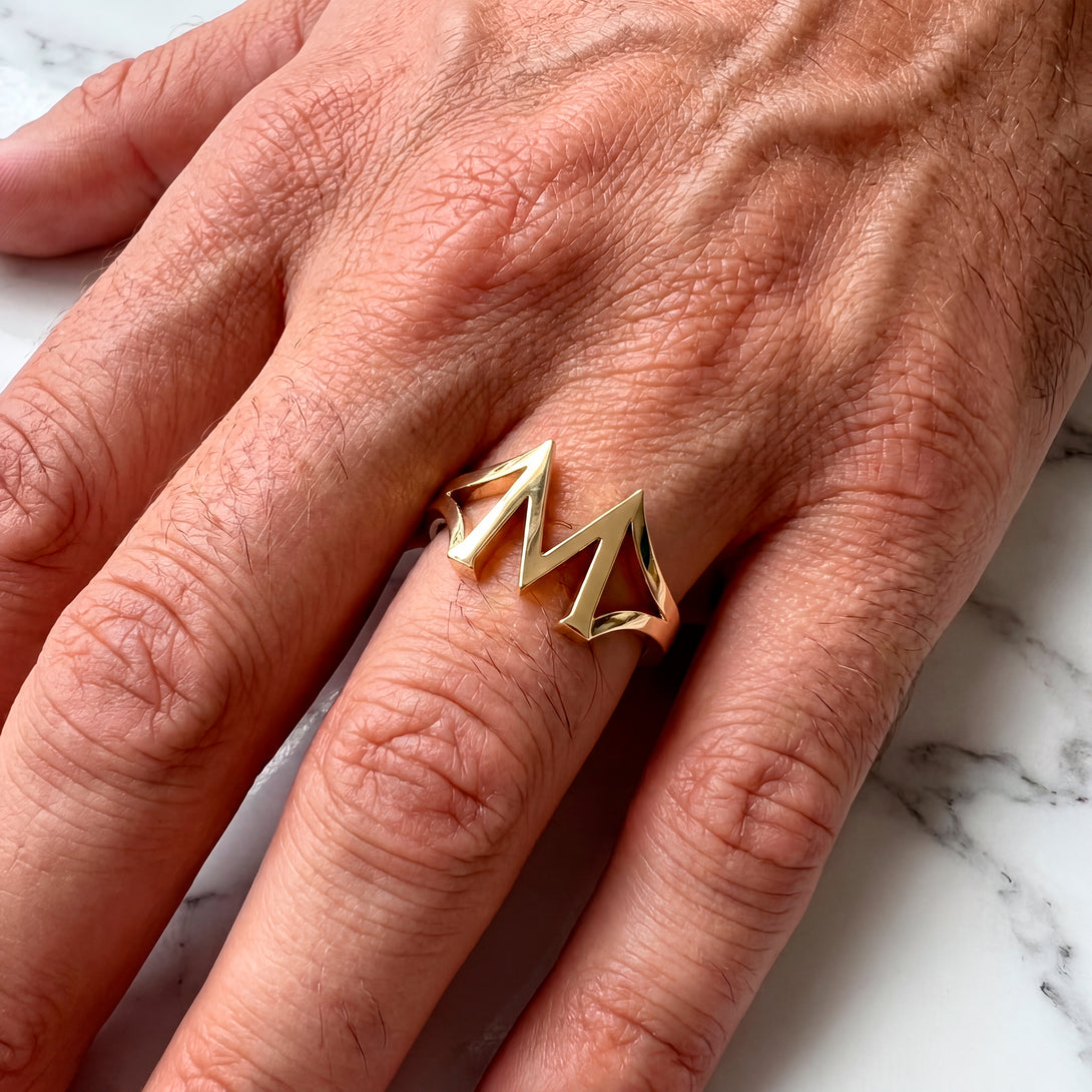 Gold Initial M Ring