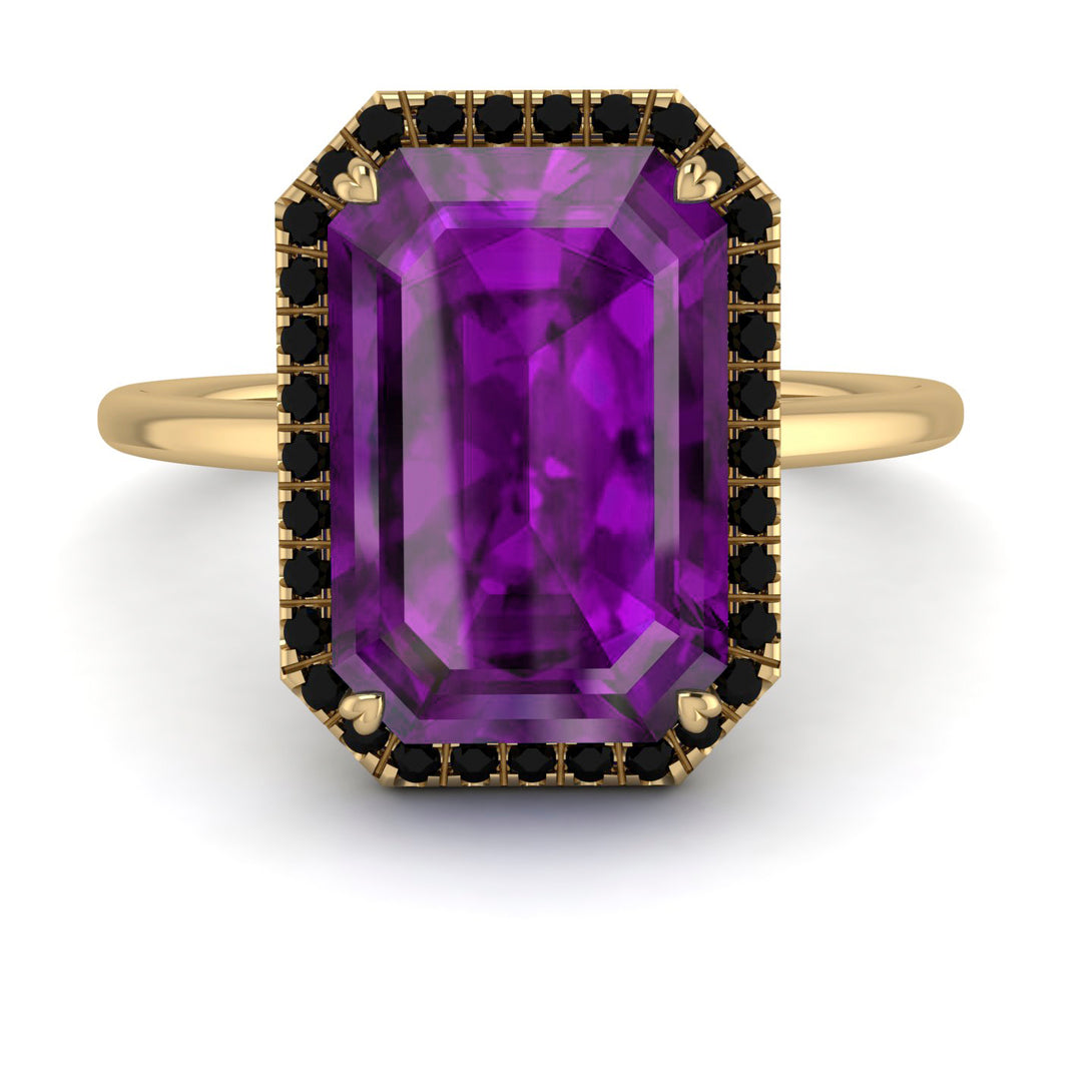 Halo Emerald Cut Amethyst Engagement Ring - Izabella No. 307