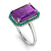 Halo Emerald Cut Amethyst Engagement Ring - Izabella No. 306