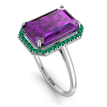Halo Emerald Cut Amethyst Engagement Ring - Izabella No. 306 image 1