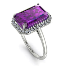 Halo Emerald Cut Amethyst Engagement Ring - Izabella No. 303 image 1