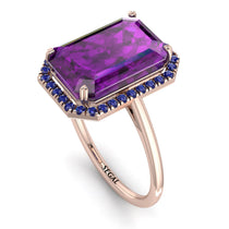 Halo Emerald Cut Amethyst Engagement Ring - Izabella No. 314 image 1