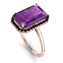 Halo Emerald Cut Amethyst Engagement Ring - Izabella No. 308 image 1