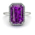 Halo Emerald Cut Amethyst Engagement Ring - Izabella No. 303