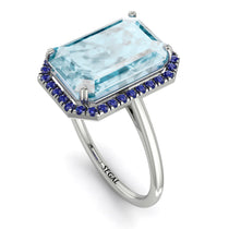 Halo Emerald Cut Aquamarine Engagement Ring - Izabella No. 415 image 1