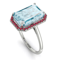 Halo Emerald Cut Aquamarine Engagement Ring - Izabella No. 412 image 1