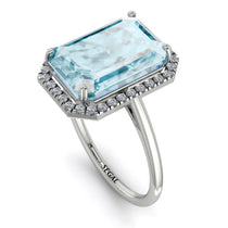 Halo Emerald Cut Aquamarine Engagement Ring - Izabella No. 403 image 1