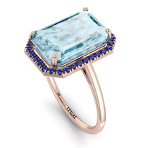 Halo Emerald Cut Aquamarine Engagement Ring - Izabella No. 414 image 1
