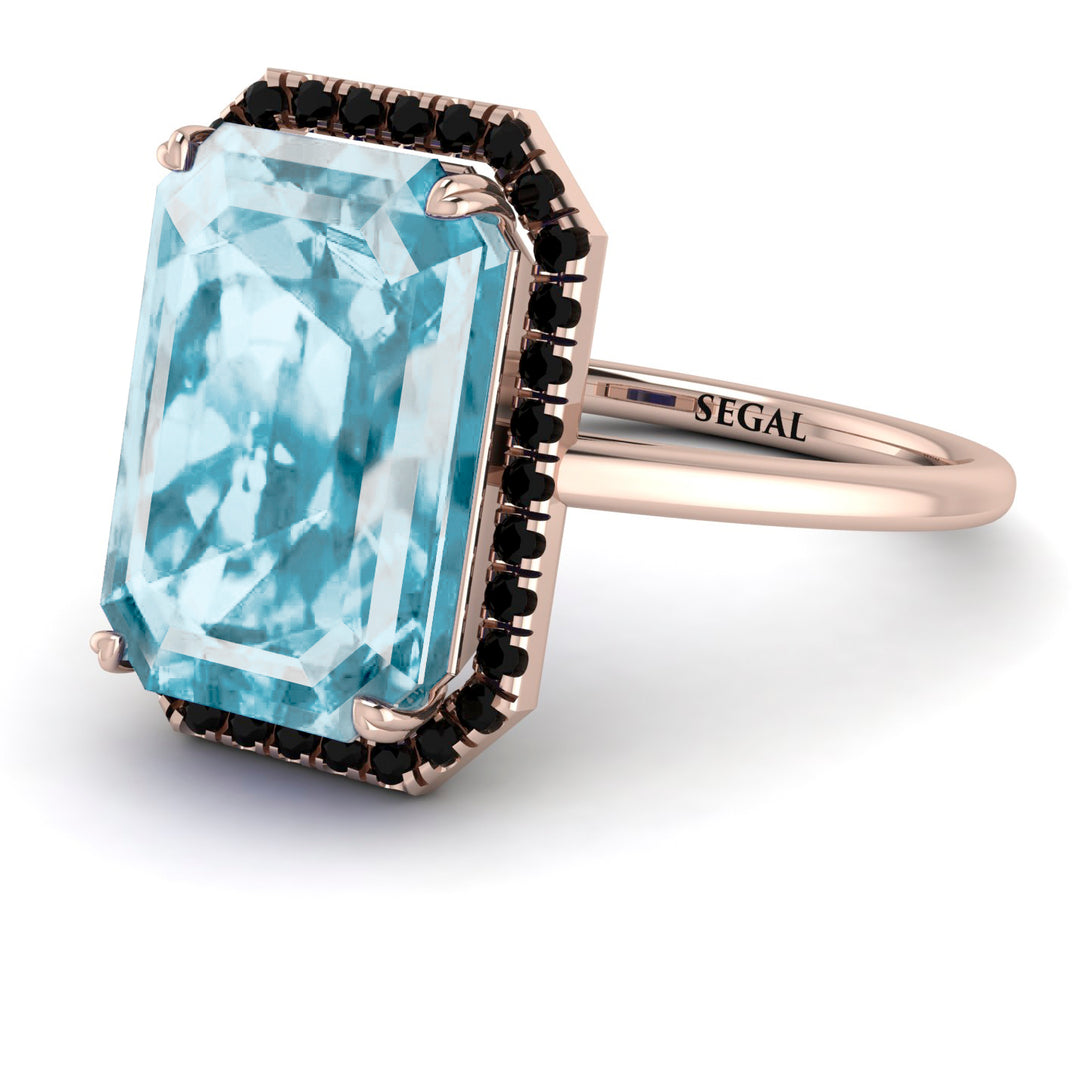 Halo Emerald Cut Aquamarine Engagement Ring - Izabella No. 408