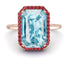 Halo Emerald Cut Aquamarine Engagement Ring - Izabella No. 411