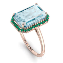 Halo Emerald Cut Aquamarine Engagement Ring - Izabella No. 405 image 1