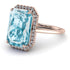 Halo Emerald Cut Aquamarine Engagement Ring - Izabella No. 402