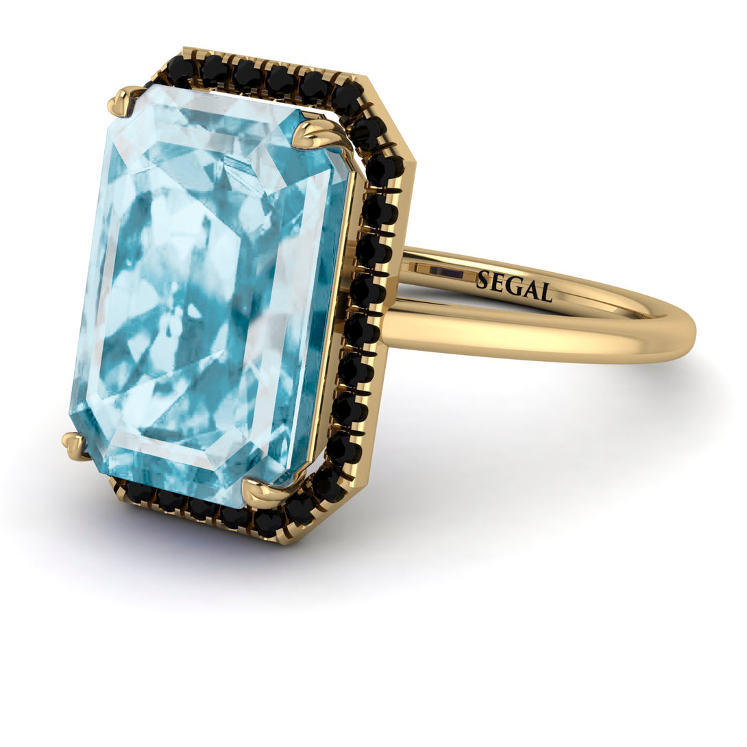 Halo Emerald Cut Aquamarine Engagement Ring - Izabella No. 407