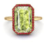 Halo Emerald Cut Peridot Engagement Ring - Izabella No. 710 image 2