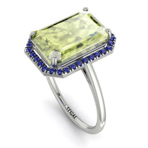Halo Emerald Cut Peridot Engagement Ring - Izabella No. 715 image 1
