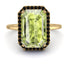 Halo Emerald Cut Peridot Engagement Ring - Izabella No. 707