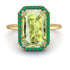 Halo Emerald Cut Peridot Engagement Ring - Izabella No. 704