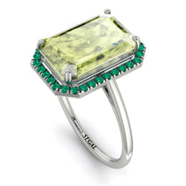 Halo Emerald Cut Peridot Engagement Ring - Izabella No. 706 image 1