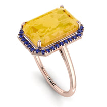 Halo Emerald Cut Citrine Engagement Ring - Izabella No. 614 image 1