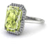 Halo Emerald Cut Peridot Engagement Ring - Izabella No. 703