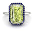Halo Emerald Cut Peridot Engagement Ring - Izabella No. 715