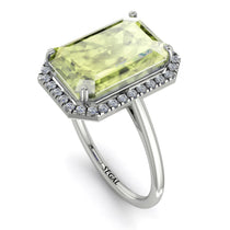 Halo Emerald Cut Peridot Engagement Ring - Izabella No. 703 image 1