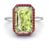 Halo Emerald Cut Peridot Engagement Ring - Izabella No. 712 image 2