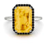 Halo Emerald Cut Citrine Engagement Ring - Izabella No. 609