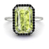 Halo Emerald Cut Peridot Engagement Ring - Izabella No. 709