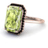 Halo Emerald Cut Peridot Engagement Ring - Izabella No. 708