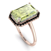 Halo Emerald Cut Peridot Engagement Ring - Izabella No. 708 image 1