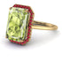 Halo Emerald Cut Peridot Engagement Ring - Izabella No. 710