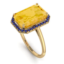 Halo Emerald Cut Citrine Engagement Ring - Izabella No. 613 image 1