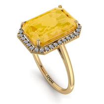 Halo Emerald Cut Citrine Engagement Ring - Izabella No. 601 image 1