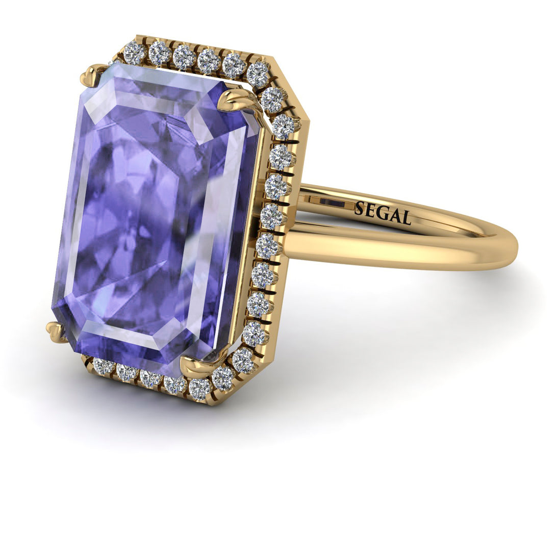 Halo Emerald Cut Tanzanite Engagement Ring - Izabella No. 201